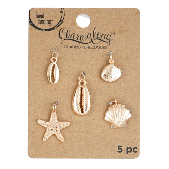 12 Packs: 5 ct. (60 total) Charmalong™ Gold Shell Charms by Bead Landing™